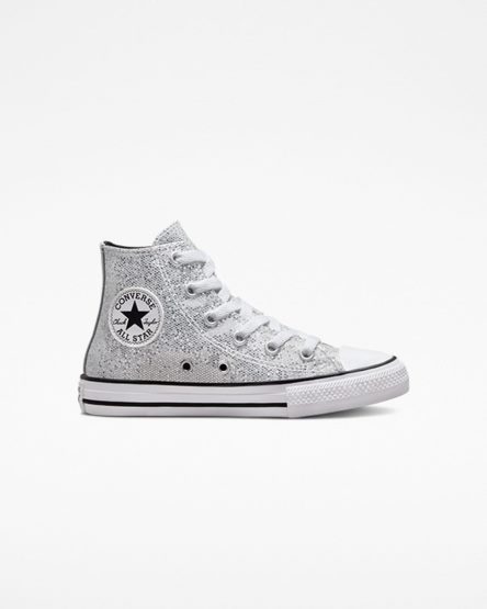 Tenisi Inalti Fete Converse Chuck Taylor All Star Glitter Argintii Gri Negrii | RO 13ZLSG964